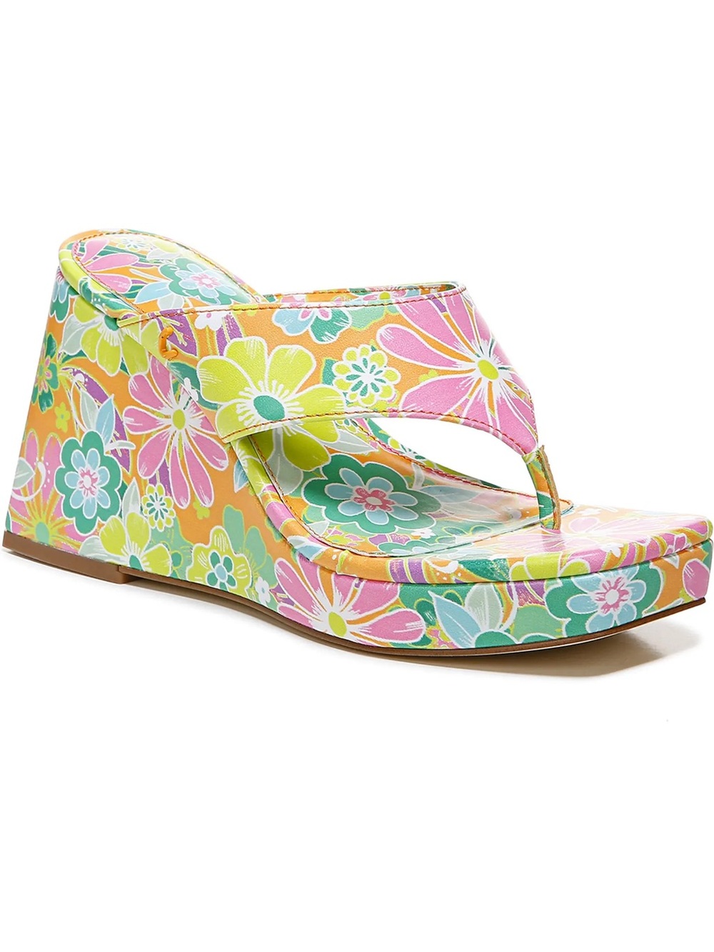Circus by Sam Edelman Women Moira Wedge Sandal 7.5 Orange Tropical Floral Retro